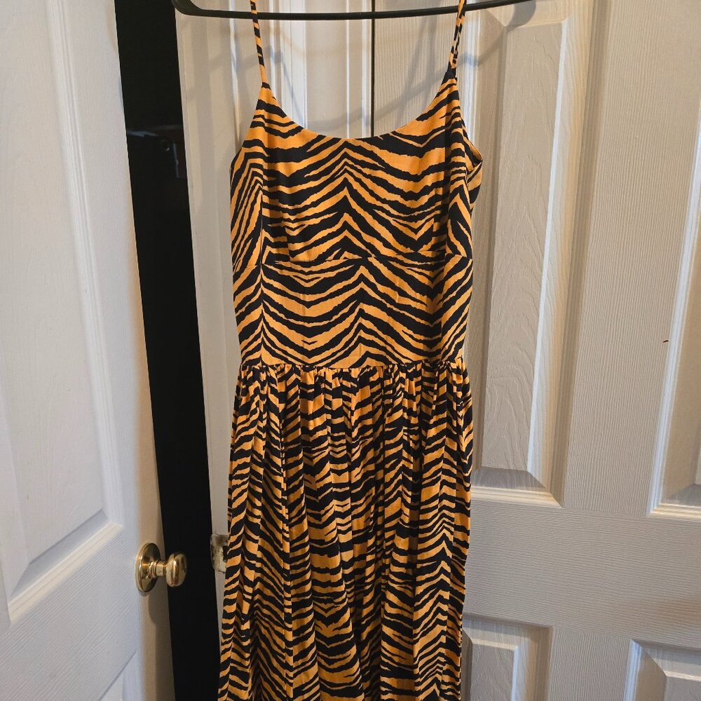 Bernie Dexter Chelsea dress, orange tiger print, Size S, EUC